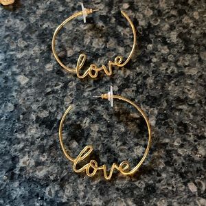 Stella and Dot gold Love Hoops